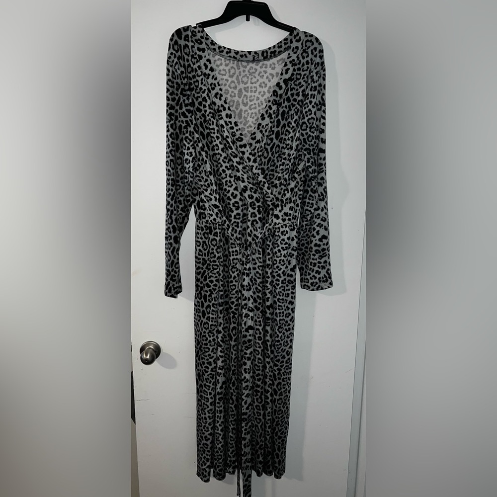 ASOS Design Curve midi wrap dress leopard print